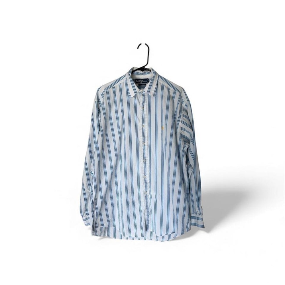 Men's Ralph Lauren classic striped cotton button-down shirt.‎